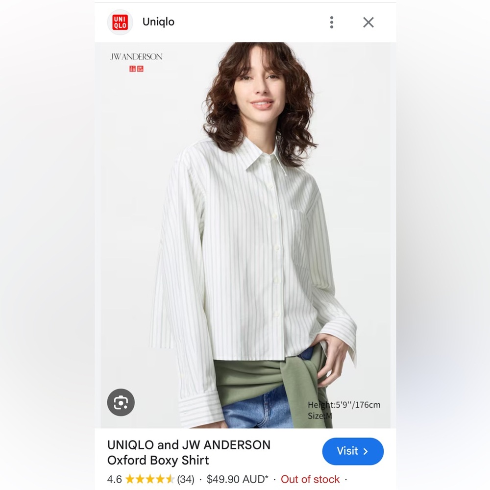 Uniqlo JW Anderson Boxy Oxford Shirt - Striped White/Green